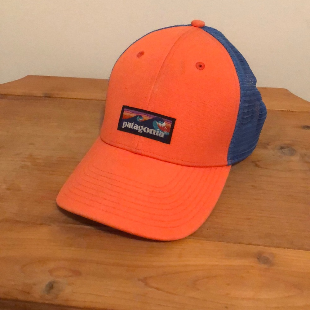 Patagonia Blue and Peach colored hat.
